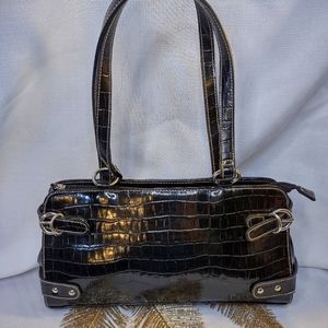 Black leather handbag